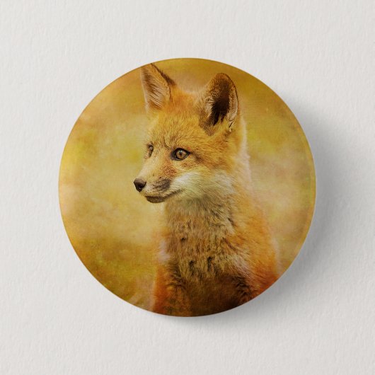 De vos in het hout ronde button 5,7 cm (Voorkant)