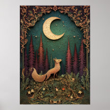 De vos | Night Spring Forest Art