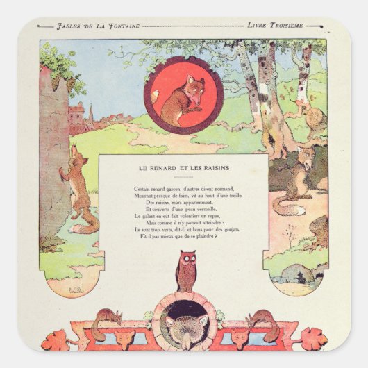 De vossen en de druiven vierkante sticker (Voorkant)
