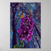 De vossenhandschoen met vlinder in het schilderij  poster (Voorkant)