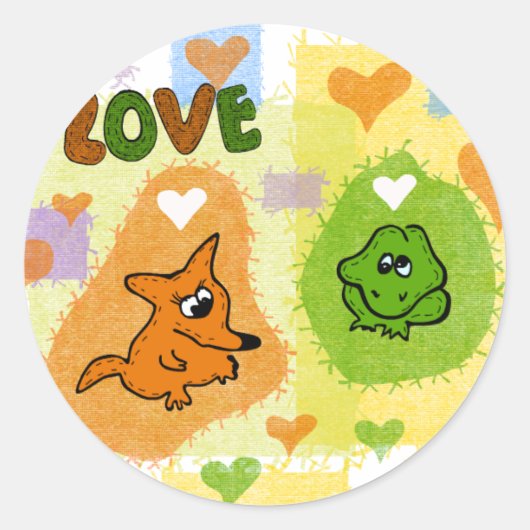 De vossenliefde ronde sticker (Voorkant)