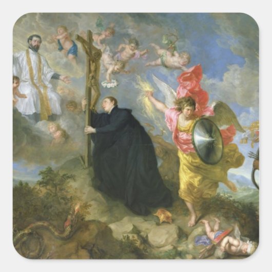 De Vows of Saint Aloysius of Gonzaga Vierkante Sticker (Voorkant)