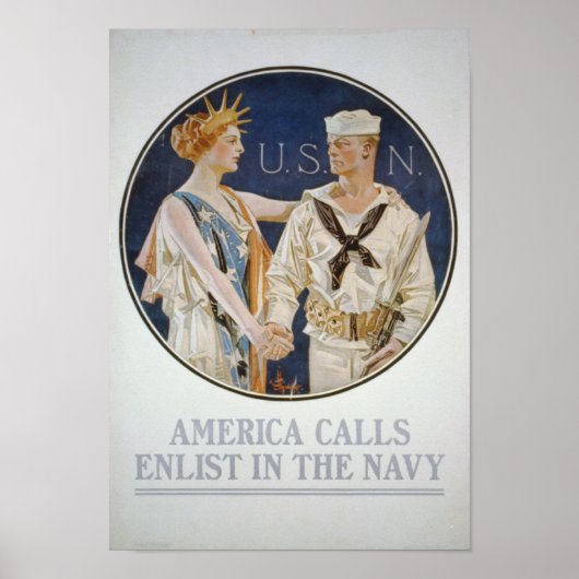De Vraag van Amerika - Enlist in de marine Poster (Voorkant)