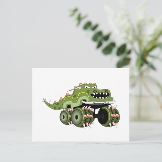 De Vrachtwagen van Monstersaurus Briefkaart (Staand voorkant)