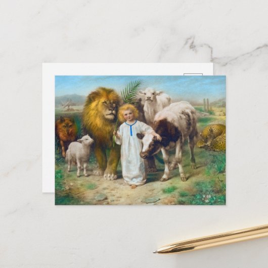 De Vrede door William Strutt Feestdagenkaart (Voorkant / Achterkant in situ)