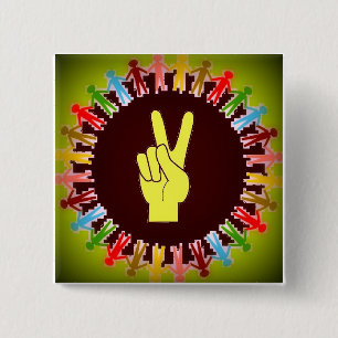 DE VREDE VAN DE WERELD VIERKANTE BUTTON 5,1 CM