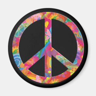 De Vrede van flower power   zwarte Magneet