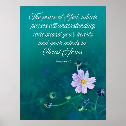 De vrede van God – Filippenzen 4:7 Bijbelvers Kuns Poster (Voorkant)