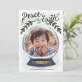 De Vrede van het Wereldbol van de sneeuw op de Feestdagenkaart (Staand voorkant)