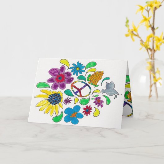 de vredelievende symbolen van de bloem uit 1960 kaart (Gele Bloem)