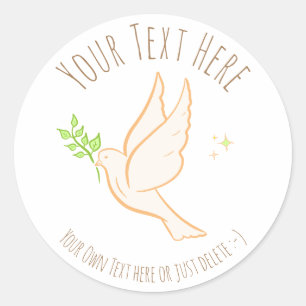 De vredesduif. Anti-oorlog, vredesbeweging. Sjablo Ronde Sticker