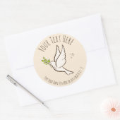 De vredesduif. Anti-oorlog Vrijheidsbeweging. Sjab Ronde Sticker (Envelop)