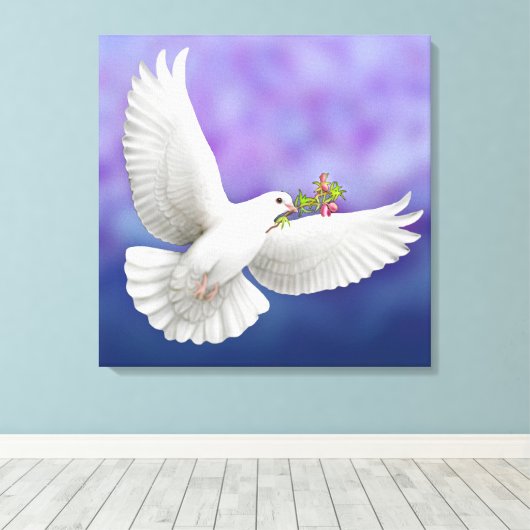 De vredesduif wikkelde canvas afdruk (Insitu (Houten vloer))