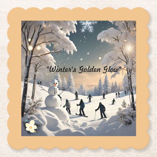 "De vredige sluimer van de winter" Kartonnen Onderzetters (Voorkant)