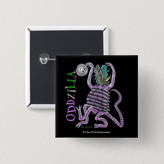 De vreemde staart van Oddzilla Vierkante Button 5,1 Cm (Voorkant /achterkant)