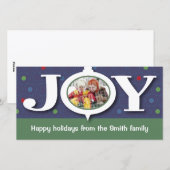 De vreugde blauwe photocard van de vakantie feestdagenkaart (Voorkant / Achterkant)