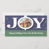 De vreugde blauwe photocard van de vakantie feestdagenkaart (Voorkant)