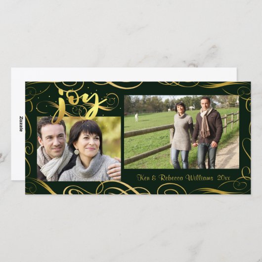 De VREUGDE, Elegant Goud bloeit op Veranderlijke Feestdagenkaart (Voorkant / Achterkant)