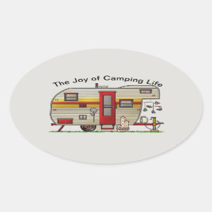 De vreugde van Camping Life Trailer Ovale Sticker