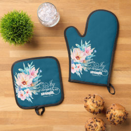 De vreugde van de Heer Bloemen Ovenwant & Pannenlap Set