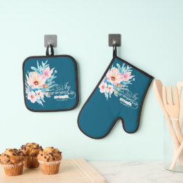 De vreugde van de Heer Bloemen Ovenwant & Pannenlap Set