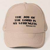 De vreugde van de Heer is mijn kracht, Bijbelvers Trucker Pet (Voorkant)