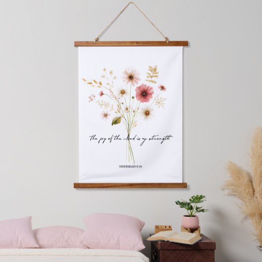 De vreugde van de heer minimalistische bloem hangend wandkleed (Slaapkamer)