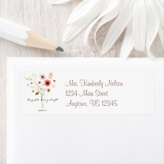 De vreugde van de heer minimalistische bloemen etiket (Insitu)