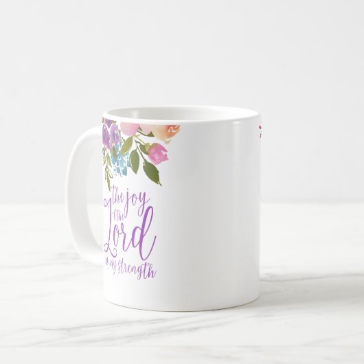 De vreugde van de Paarse bloemenkalligrafie Koffiemok (Voorkant links)