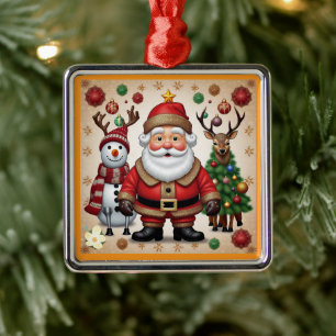 De vreugde van Snowman Metalen Ornament