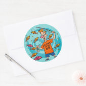 De vreugde van vliegvissen vieren ronde sticker (Envelop)