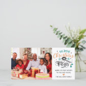 De vreugde voor Kerstmis is Familienaam Foto Feestdagenkaart (Staand voorkant)