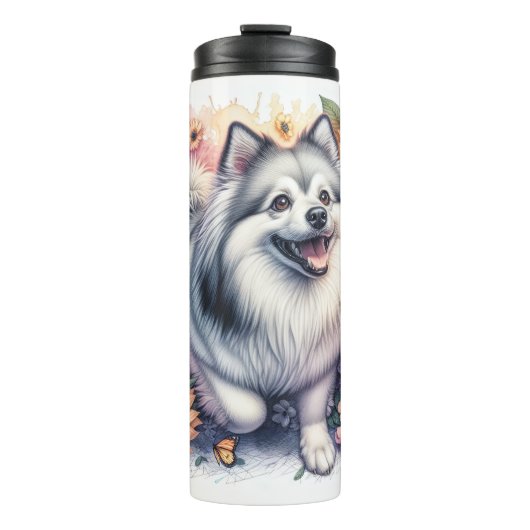 De vreugdevolle bloei van de Amerikaanse Eskimo Do Thermosbeker (Voorkant)