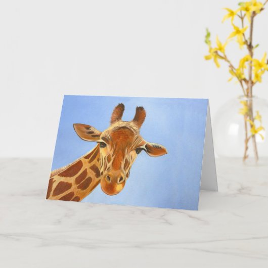 De vriendelijke Giraffe groet Kaart (Gele Bloem)