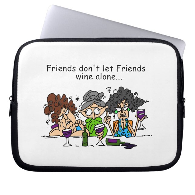 De vrienden laten alleen de geen Wijn van Vrienden Laptop Sleeve (Voorkant)