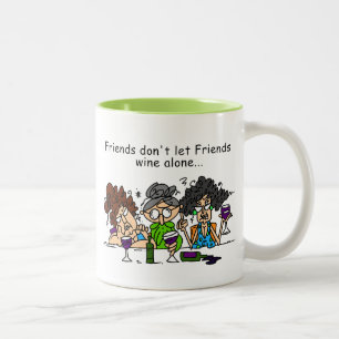 De vrienden laten alleen de geen Wijn van Vrienden Tweekleurige Koffiemok