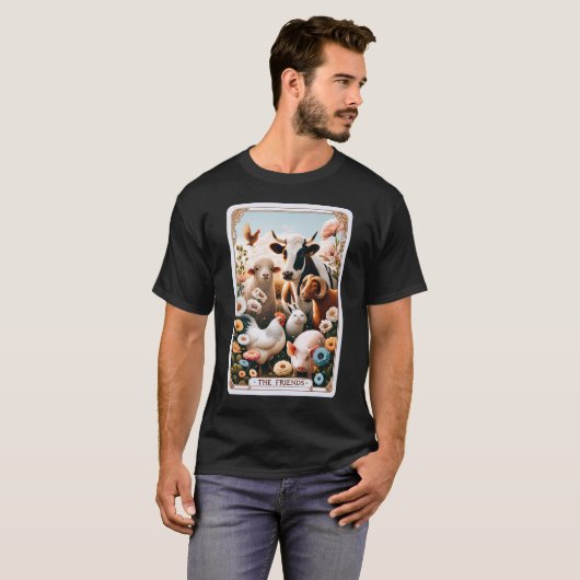 De Vrienden Tarot Kaart Vegan Vegetarisch Dier T-shirt (Voorkant volledig)