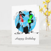 De vrienden van de de verjaardagsmode van meisjes kaart (Gele Bloem)