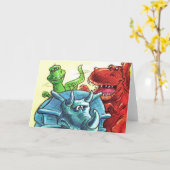 De Vrienden van de dinosaurus Kaart (Gele Bloem)