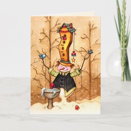 De Vrienden van de sneeuwman en van de Vogel - Feestdagen Kaart (Voorkant)