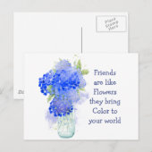 De vrienden zijn als Bloemen die het Citaat van de Briefkaart (Voorkant / Achterkant)