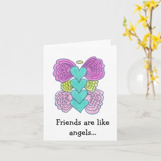 De vrienden zijn als Engelen Kaart (Gele Bloem)