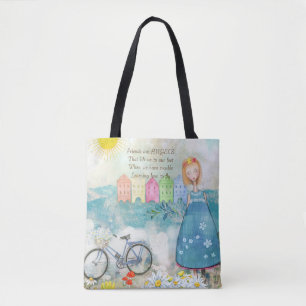 De vrienden zijn Angels Citaat Illustratie Tote Bag