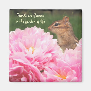 De vrienden zijn Bloemen Citaat Chipmunk Magnet