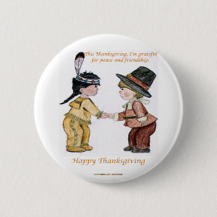 De Vriendschap en de Vrede van de Thanksgiving Ronde Button 5,7 Cm