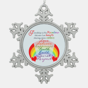 De vriendschap is het Ontwerp van het regenboogBFF Tin Sneeuwvlok Ornament