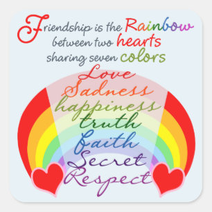 De vriendschap is het Ontwerp van het regenboogBFF Vierkante Sticker