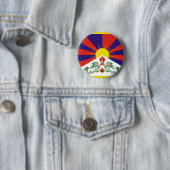 De vrije Vlag van Tibet Ronde Button 5,7 Cm (In situ)