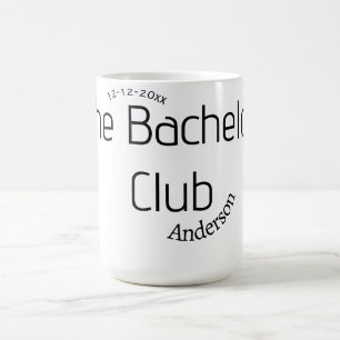 de vrijgezellenclub naam jaar stijlvol trendy rond koffiemok