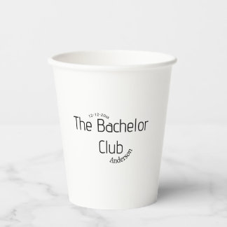 de vrijgezellenclub naam jaar stijlvol trendy rond papieren bekers